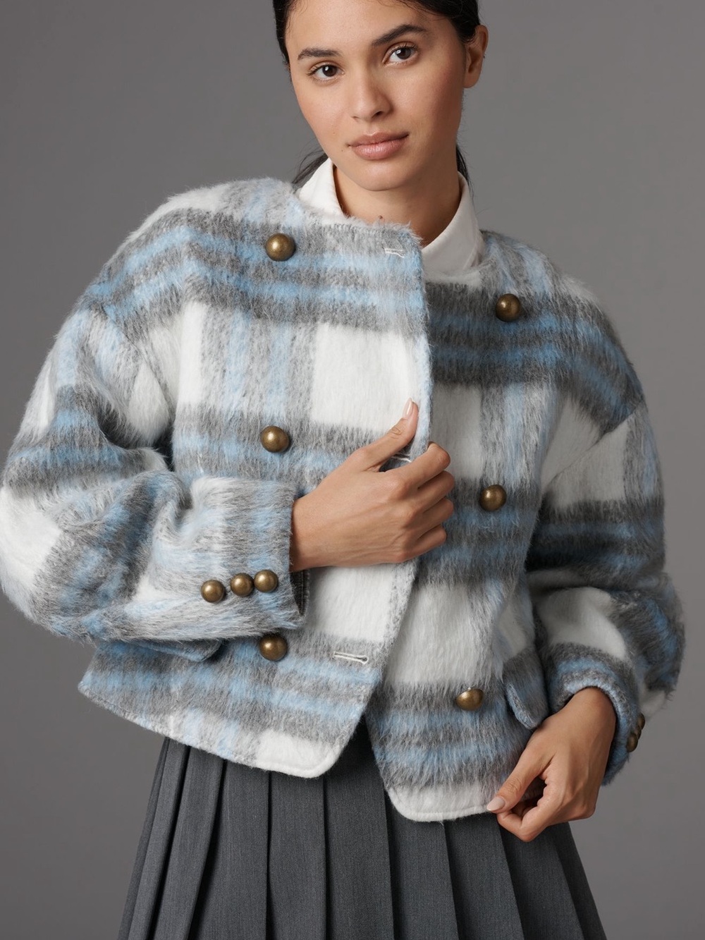 *Anthropologie Maeve Plaid Wool Blend Jacket